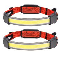 2Pcs Head Light Lamp,USB Rechargeable LED Head Torch,Adjustable COB Head Light Lamp for Fishing Running Camping