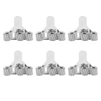 6Pcs Pen Holder Bag Stainless Steel Pen Holder Clip Silver 3 Holes Pen Holder for Notebook , Office