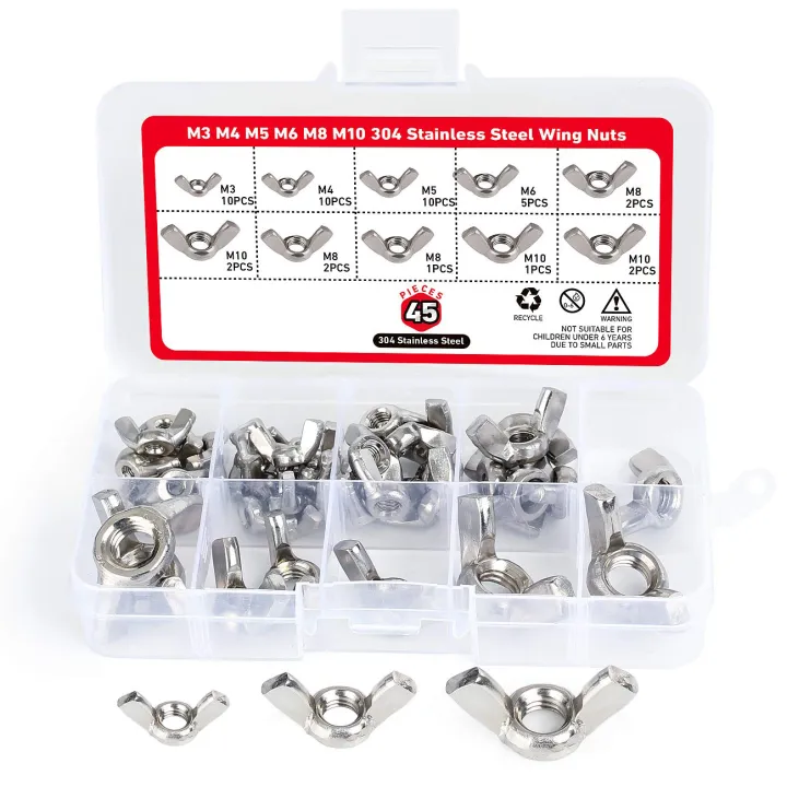 Aazon.co: OCR 100Pcs 7Sizes Butterfly Wing Nuts Assortent Kit, 3 4