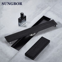 Black SUS 304 Stainless Steel Shower Drain Bathroom Floor Drain Tile Insert Square Anti-odor Floor Waste Grates SBY-5115H