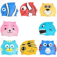 Cartoon Cute Animal Children Silicone Swimming Cap Soft Waterproof Boys Girls Kids Universal Swim Cap Swimming Pool Accessories Swim Caps