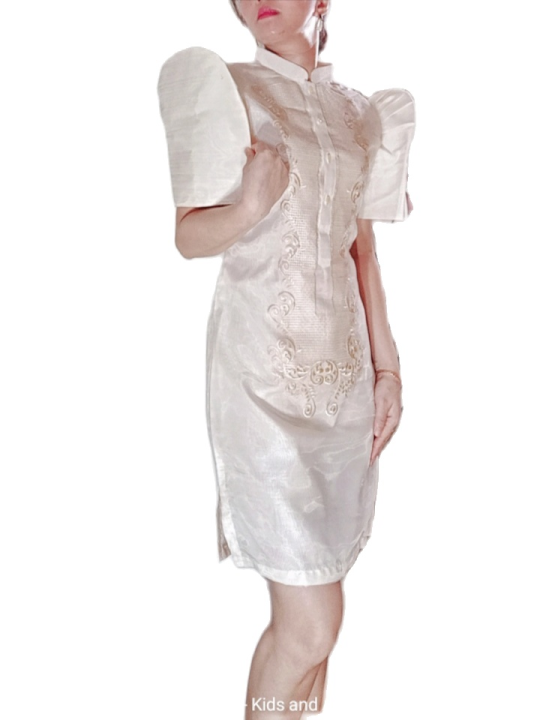 【must Have】lady Chinese Barong Dress Mestiza Pure Embroidered Dress Modern Filipiniana Lazada Ph