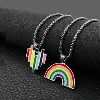 Fashion rainbow necklace male hip hop girl street simple couple pendant accessory hot sale