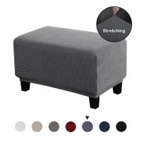 Ottoman Slipcover Elastic Plush Ottoman Cover Solid Color All-inclusive Chair Protector Piano Rectangle Stool Cover Home Decor