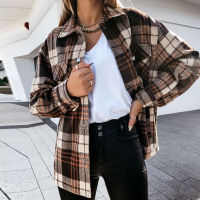 2021 New Autumn Winter Fashion Single-Breasted Lapel Cardigan Jackets Women Elegant Plaid Warm Long Sleeve Casual Loose Outwear