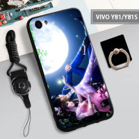 เคส TPU แบบนิ่มสำหรับ VIVO Y81/Y81S เคสโทรศัพท์คลุมทั้งหมดสายเชือกและฝามีที่ถือวงแหวนโทรศัพท์กันรอยขีดข่วนแบบแฟชั่น