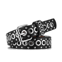 Hollow Hole Uni Fashion Belt Rivet Belt for Women&amp;Men Studded Belt Punk Rock With Pin Buckle Woman Belt Black femme ceinture