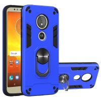 สำหรับ Motorola Moto E5 (เวอร์ชั่น EU)/G6 Play 2 In 1 Armour Series PC + เคสที่มีห่วงสำหรับถือป้องกัน TPU (สีน้ำเงินเข้ม)