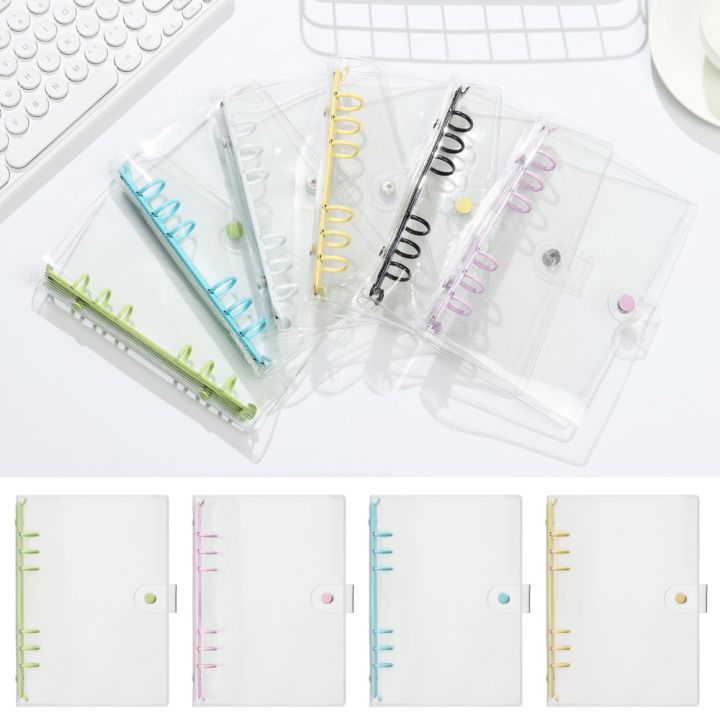 cc-a5-a6-loose-leaf-notebook-cover-folder-transparent-binder-file-storage-student-diary-planner-clip