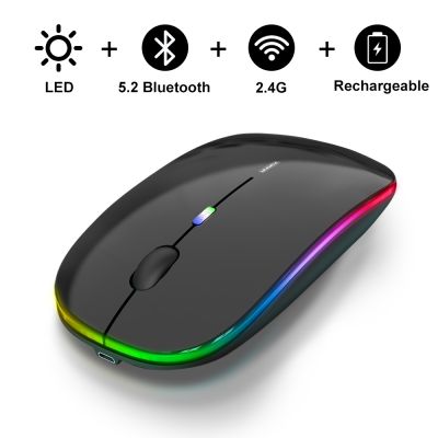 Bluetooth Mouse Wireless Computer Rechargeable Mini Magic 2.4G USB With RGB BackLight Mute Mice For Desktop Laptop Gamer Mouse