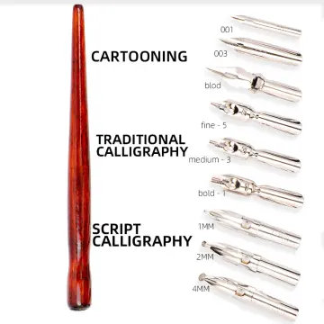 (As Seen on Image) Glass Calligraphy10 Nibs Wooden Dip Pen Set for Cartoon, Lettering, Art Drawing