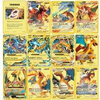 Pokemon การ์ดโลหะ27รูปแบบ Charizard Boss VMAX GX MEGA อะนิเมะการ์ดคอลเลกชันเกมซุปเปอร์สำหรับของขวัญคริสต์มาสสำหรับเด็ก