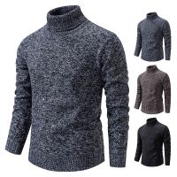 Sweater Mens autumn and winter new trend slim wool thin velvet turtleneck knit bottoming shirt