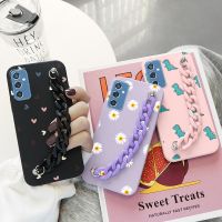 เคส A04S ลายดอกไม้สำหรับ Samsung Galaxy,A04ผิวด้านซิลิโคน A04E เคสโทรศัพท์กำไลข้อมือรูปโซ่04S