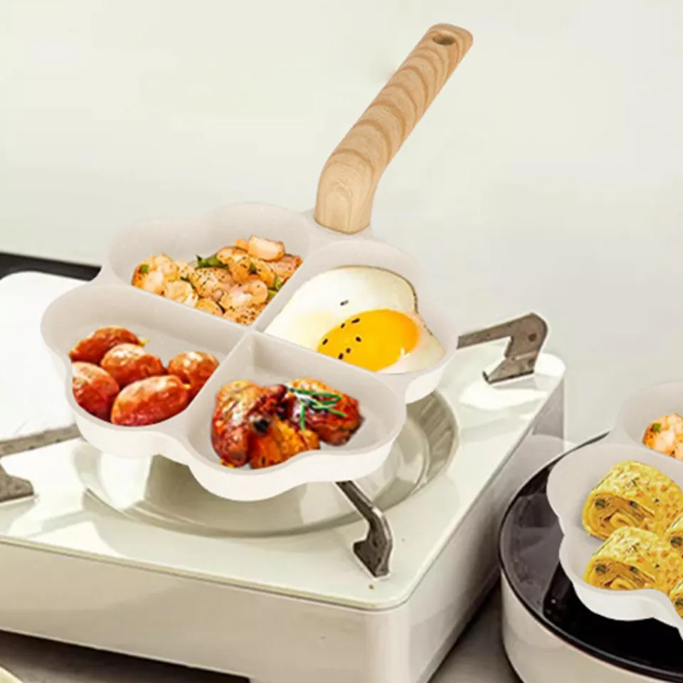 Sectioned Frying Pan Divided Skillet Handle Pancake Convenient