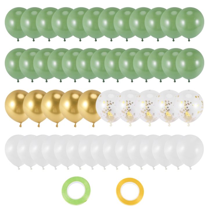 Olive Green Gold White Latex Balloons,Green and Gold Confetti ...