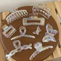 【YF】 2023 Dreamy Colorful Acrylic Hair Claw Korean Style Transparent Plastic Clip Headband Pins Accessories For Women