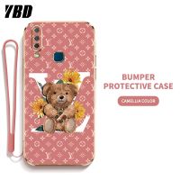 YBD เคสโทรศัพท์ สำหรับ Vivo Y17 Y15 Y12 Y12i Y11 2019 1901 1902 1904 1940 1906 ตุ๊กตาบาร์บี้ลายหมีน้อยน่ารักหรูหราเปลือกซิลิโคนนิ่มเคลือบอิเล็คโทรเพลทสุดหรูพร้อมฟรีสายคล้อง