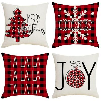 Christmas Pillow Covers Decorations 18 x 18 Inches Christmas Throw Pillow Covers Set of 4 Merry Christmas Cushion Covers for Holiday Home Couch Decor qualified
