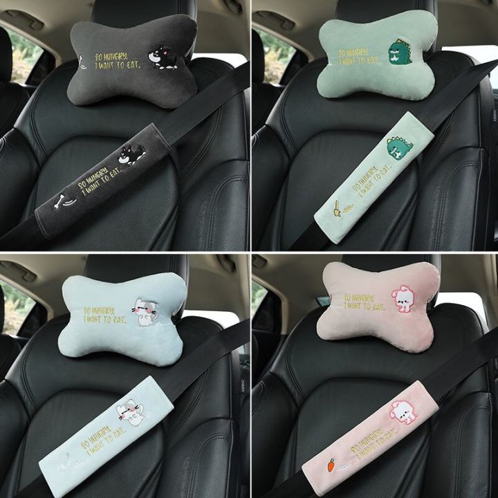 Car Headrest Pillow Luxury Diamond Pattern Car Headrest Neck