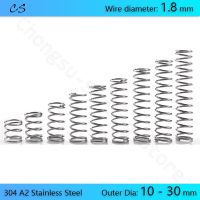 10Pcs 1.8mm Compression Spring 304 A2 Stainless Springs Wire Dia 1.8mm Outer Dia 10 11 12 13 14 15 16 - 30mm Length 10 - 50mm