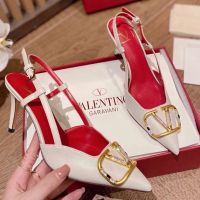 Valentinoˉ2023 New Pointed V-Button Womens High Heel Sandals (with Shoe Box)