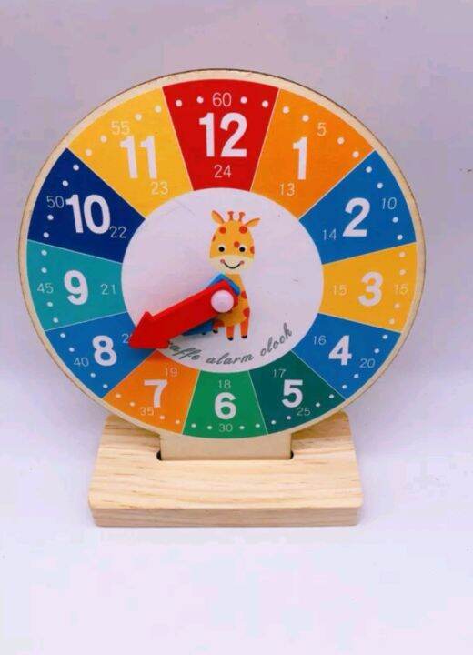 Wooden Teaching Clock Wooden Learning Educational Toy Learn To Tell