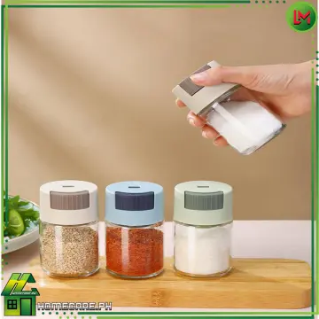 1pc Salt Control Bottle Push Button Quantitative Seasoning Jar