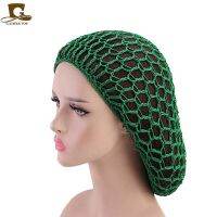 【YD】 Hair Snood Wide Band Mesh Turban Accessories Soft Rayon Crochet Hairnet Oversize Knit Hat Cap