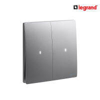 Legrand สวิตช์สองทาง 2 ช่อง สีเทาดำ มีไฟ LED 2G 2Ways 16AX  Illuminated Switch รุ่นมาเรียเซนต์ | Mallia Senses | Dark Silver | 281013DS |  บิทิสมาร์ท | BTiSmart