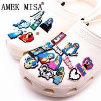 1pcs Hot Karol G PVC Shoe Buckle Croc Jibz Beauty Singer Designer Shoes Charms Accessory Bichota Tusa Clogs Decorations Clips