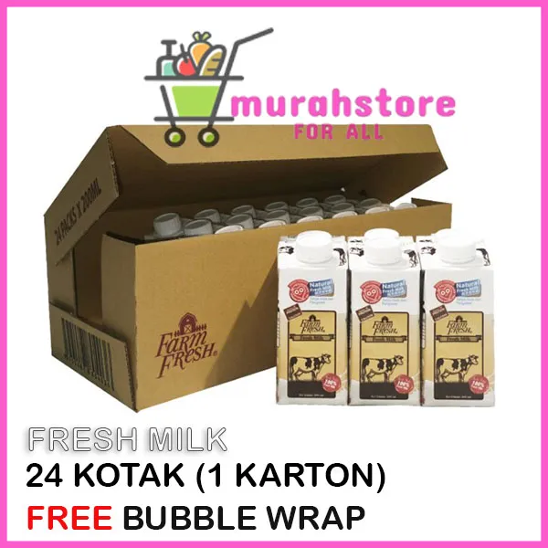 FARM FRESH FRESH MILK 200ML X 24 KOTAK WITH BUBBLE WRAP | Lazada