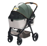 IBIYAYA รถเข็นสัตว์เลี้ยง Retro Luxe Stroller-GN รับน้ำหนักได้35กิโลกรัม | FS2102-GN