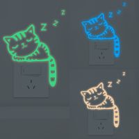 5Pcs Kitten Switch Glow Stickers For Cup Notebook Closestool Kindergarten Kids Room Luminous Animal Wall Paste Home Decoration Wall Stickers Decals