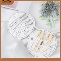 CUCU 4pcs/set ใหม่ โลหะ เครื่องประดับผม กิ๊บติดผมเด็กผู้หญิง รูปสี่เหลี่ยมขนมเปียกปูนเรขาคณิต กิ๊บติดผมทรงเรขาคณิต ปิ่นปักผม