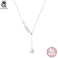 ORSA JEWELS 925 Sterling Silver Adjustable Silver Bead Necklaces with Freashwater Baroque Pearl Pendant for Women Jewelry GPN18