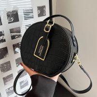 Small round bag womens new trendy stone pattern high-end sense foreign style handbag texture all-match single shoulder Messenger bag 【QYUE】