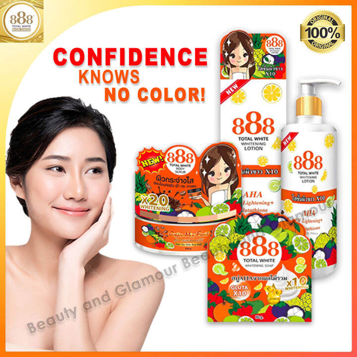 888 TOTAL WHITE Whitening Lotion / Whitening Soap / Coffee Body Scrub