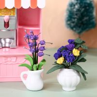 【cw】 1:12 Miniature Garden Ornament Potted Flowers Pot DollHouse Bonsai Kids ！