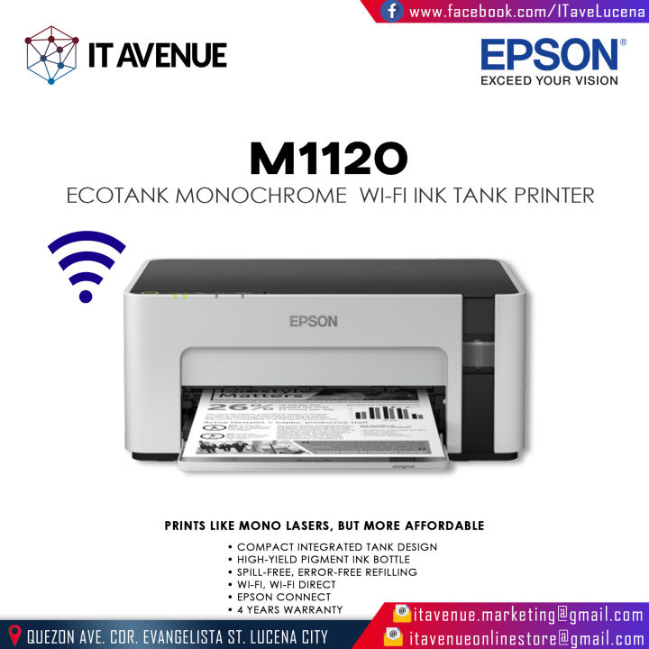 Epson Ecotank Monochrome M1120 Wi Fi Ink Tank Printer Lazada Ph 7084