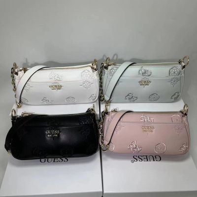 GUESS2023 new bag womens embossed fashion all-match chain shoulder handbag embroidered letters small bag underarm bag