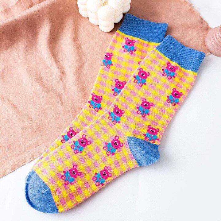 fun-cartoon-personality-creative-funny-tube-socks-for-women-korea-cute-autumn-winter-thick-female-socks