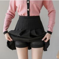 【CW】 2022 Color Pleated Skirts Fashion Waist Preppy Skirt Korean Street A line XXXL