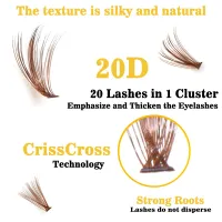 Super Bundles 3D Mink Individual Eyelash Extension False 20D Brown Russian Volume Cluster Lashes Natural Faux Makeup Eyelashes USB Hubs