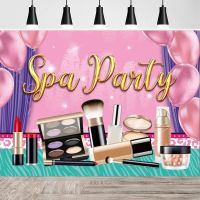 【CC】 Colorful Spa Backdrop Decorations for Teens Pink Makeup Theme Background Photo Booth Props Supplies