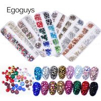 【CW】 12 Mixed Colors Decorations FlatBack Rhinestones Strass Jewelry Stones Manicure Decals