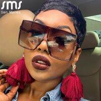 [LWF HOT]⊕ 2021 Oversized Square Sunglasses Women New Luxury Brand Trendy Flat Top Red Blue Clear Lens Vintage Men Gradient Shades UV400