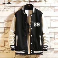 Mens jacket spring hip hop all match casual jacket loose lovers baseball uniform Rib Spliced Sleeve jacket tide brand Harajuku