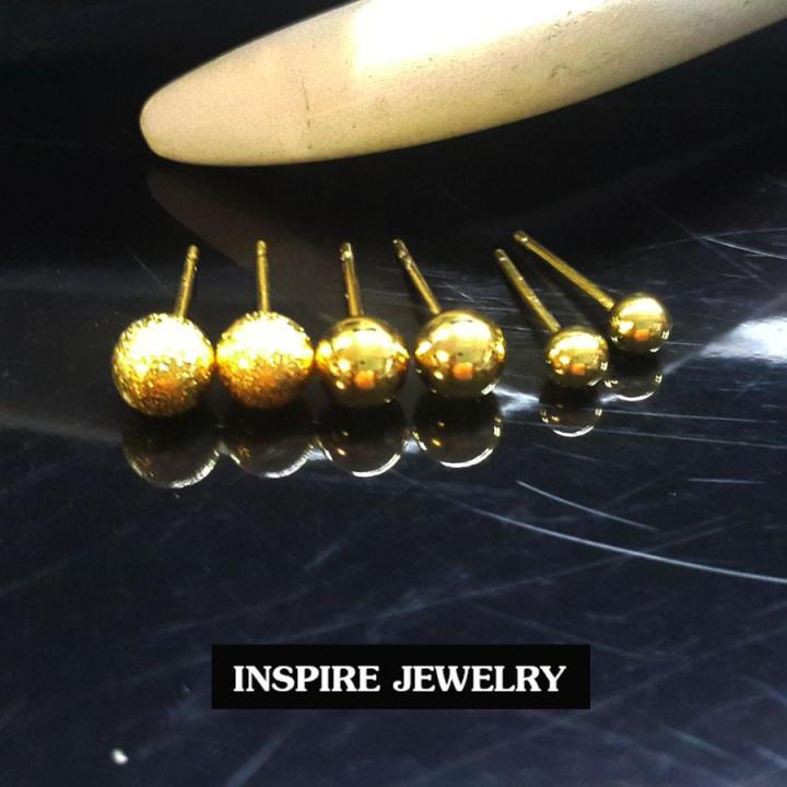 inspire-jewelry-ต่างหูปักก้านเม็ดกลมแบบร้านทอง-3-คู่-3-ไซด์-ตามแบบ-ทำลายงานปราณีต-มีให้เลือกหลายขนาด-s-m-l-sets-3-คู่
