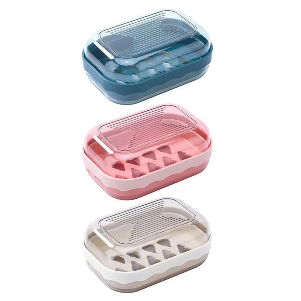1pc Double-layer Thickened Soap Box With Drain Tray, Clear Soap